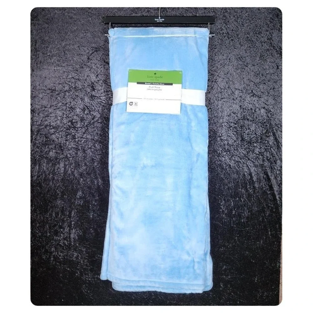 Kate Spade New York Bluebell Plush Throw Blanket 60x70 Light Blue Soft Fleece